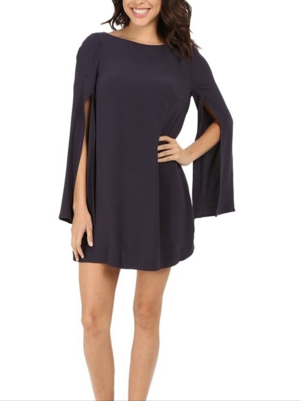 Free People split-sleeve shift Relaxed Fit Mini dress, Size S, Dark Navy